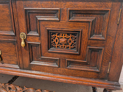 Old English Carved Oak Cabinet
