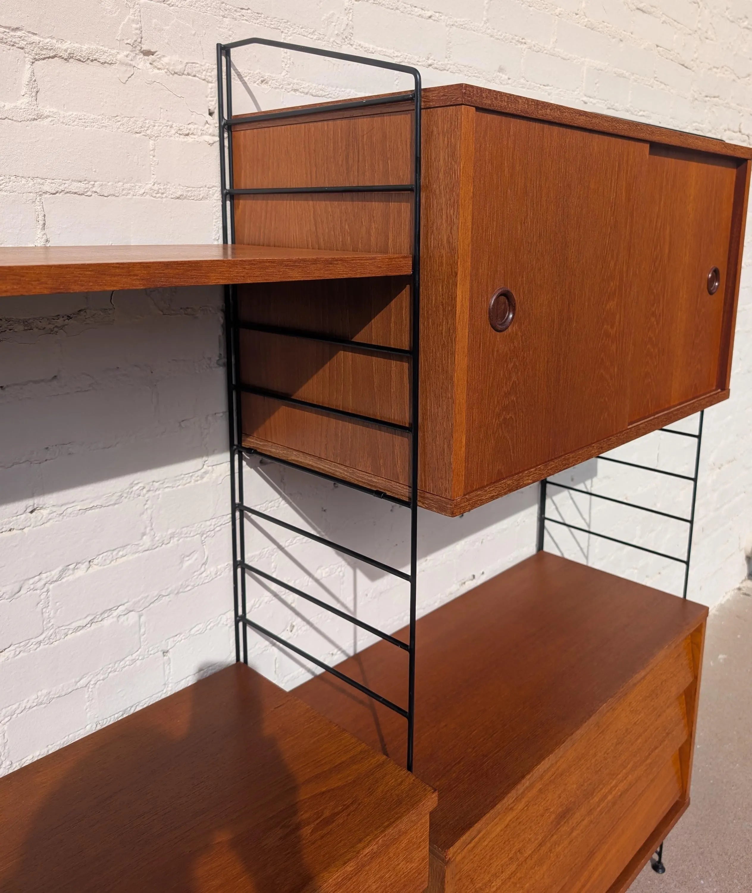 Mid Century English Modern Three Bay Wall Unit