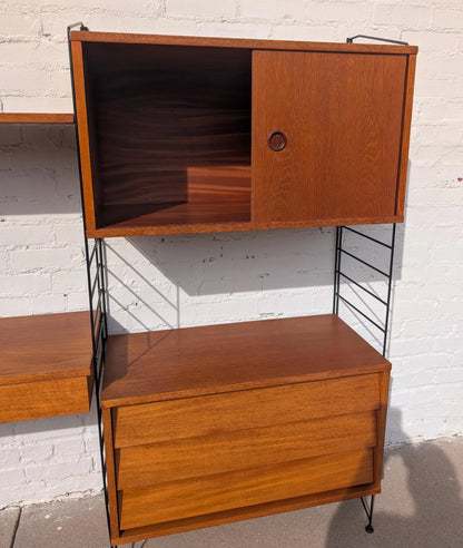 Mid Century English Modern Three Bay Wall Unit