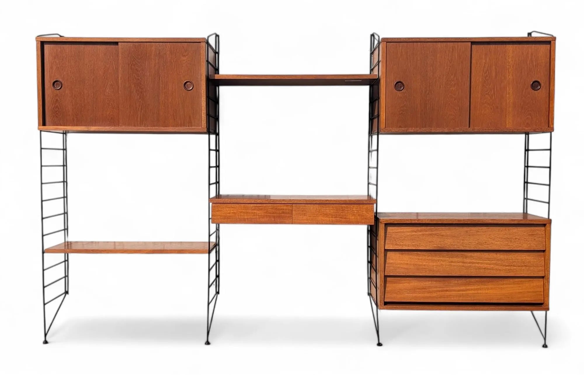 Mid Century English Modern Three Bay Wall Unit