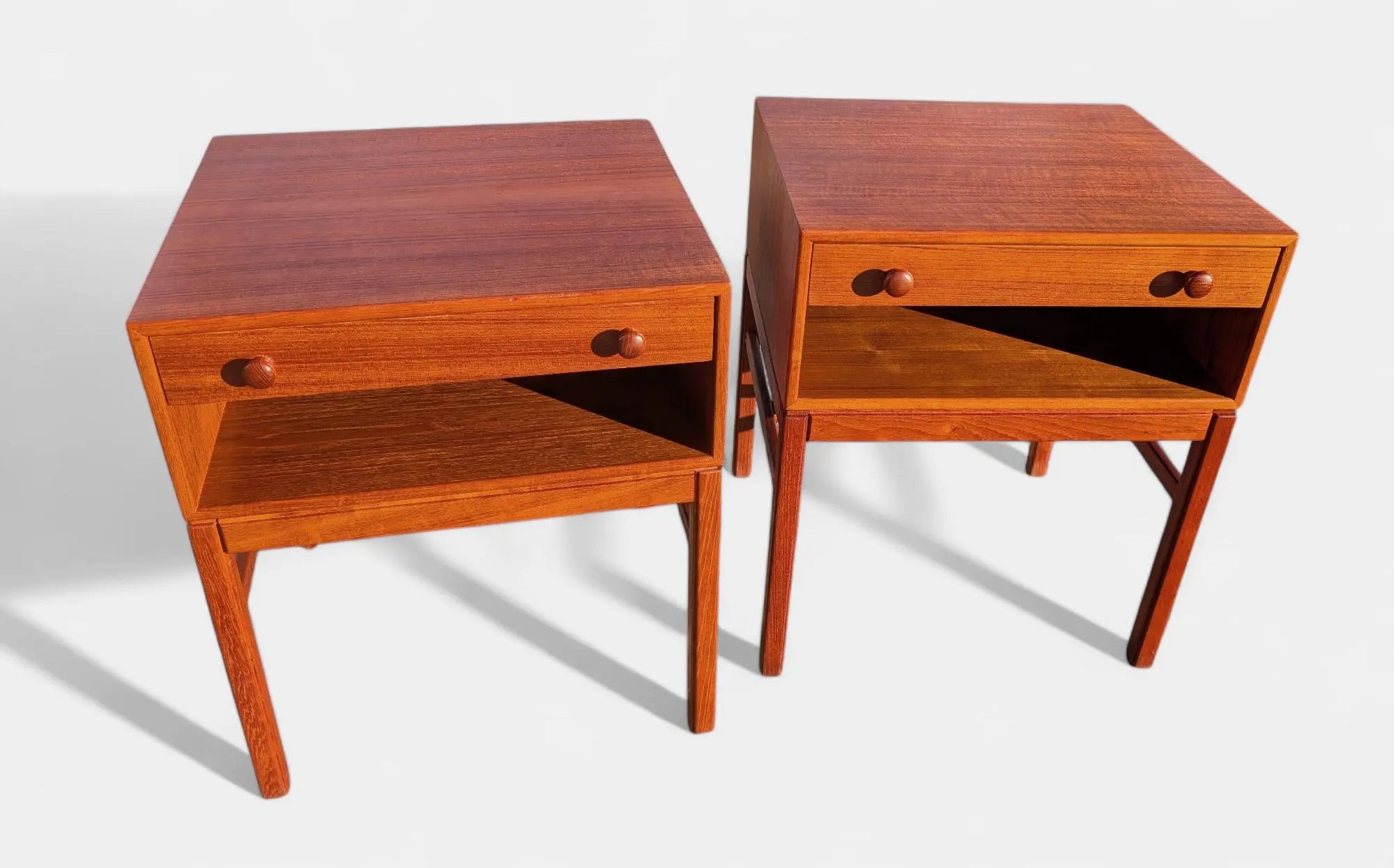 Mid Century Danish Modern Teak Nightstands by Engstrom and Myrstrand