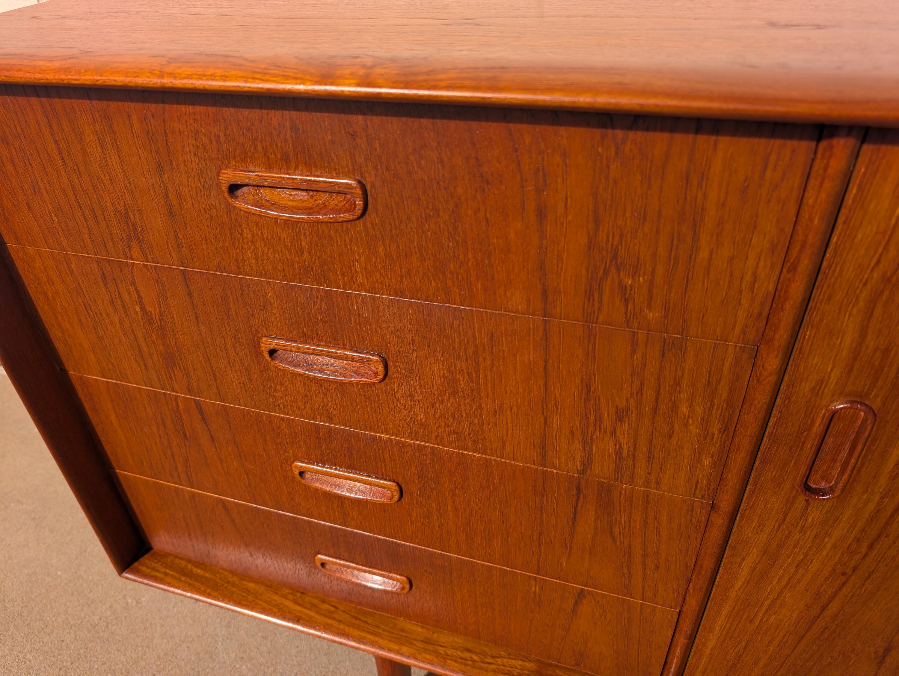 Mid Century English Modern Dalescraft Teak Tambour Door Credenza