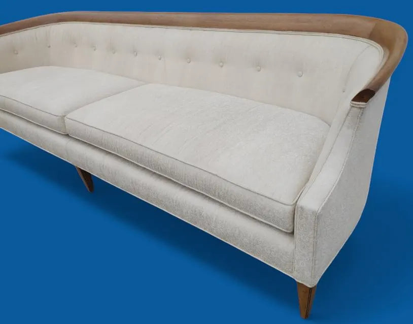 Mid Century Modern Drexel Walnut Trim Sofa