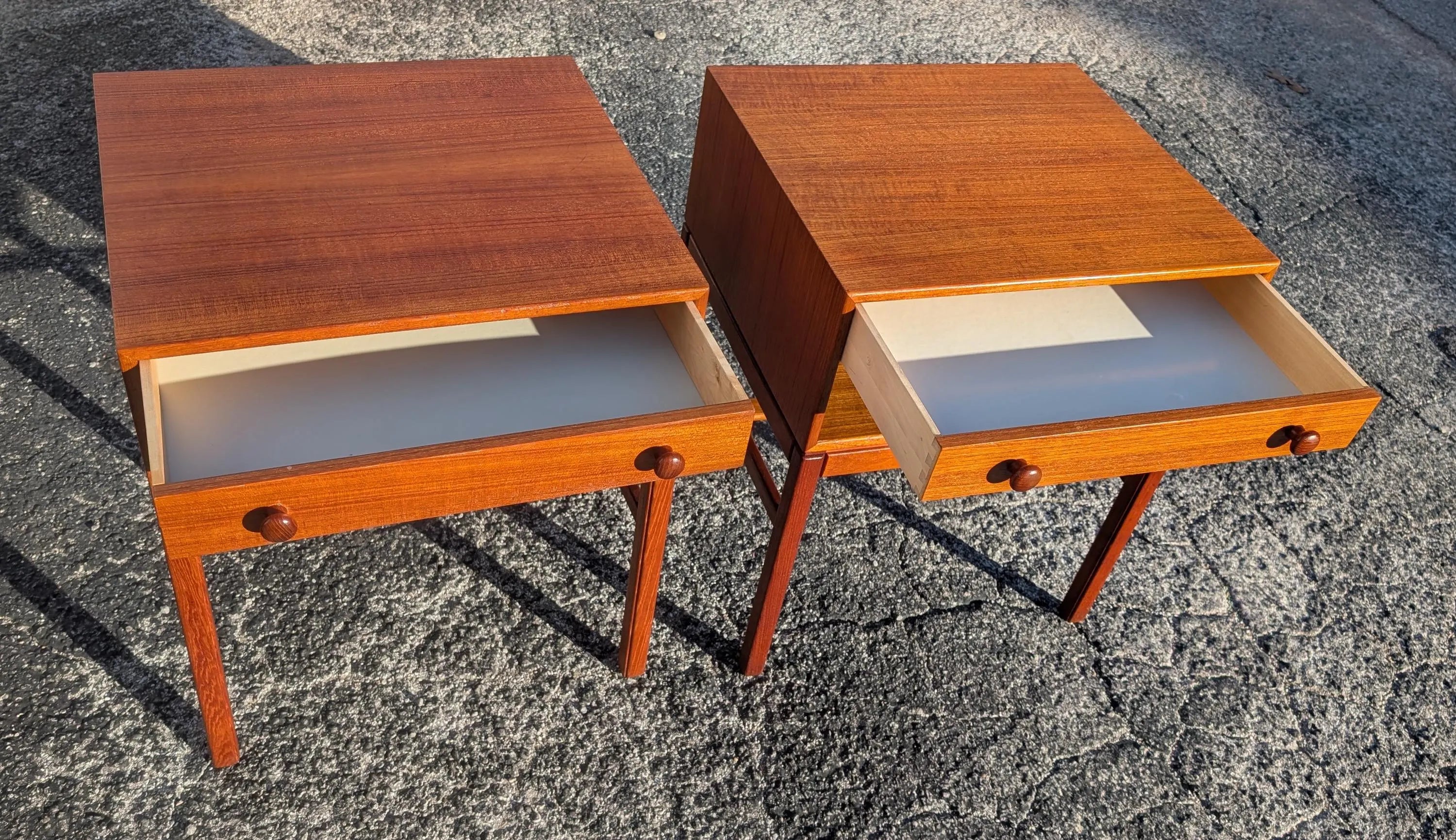 Mid Century Danish Modern Teak Nightstands by Engstrom and Myrstrand