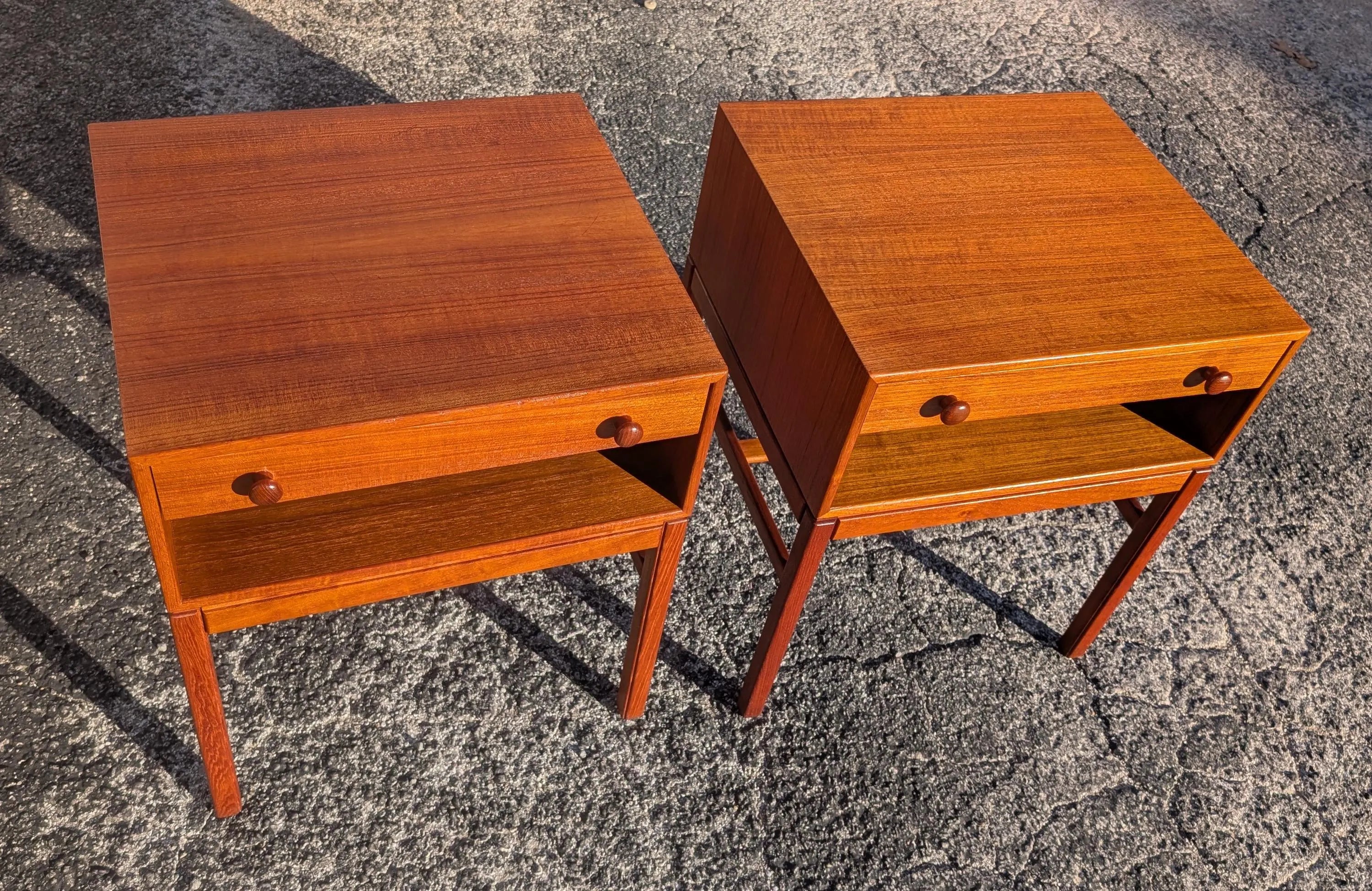 Mid Century Danish Modern Teak Nightstands by Engstrom and Myrstrand