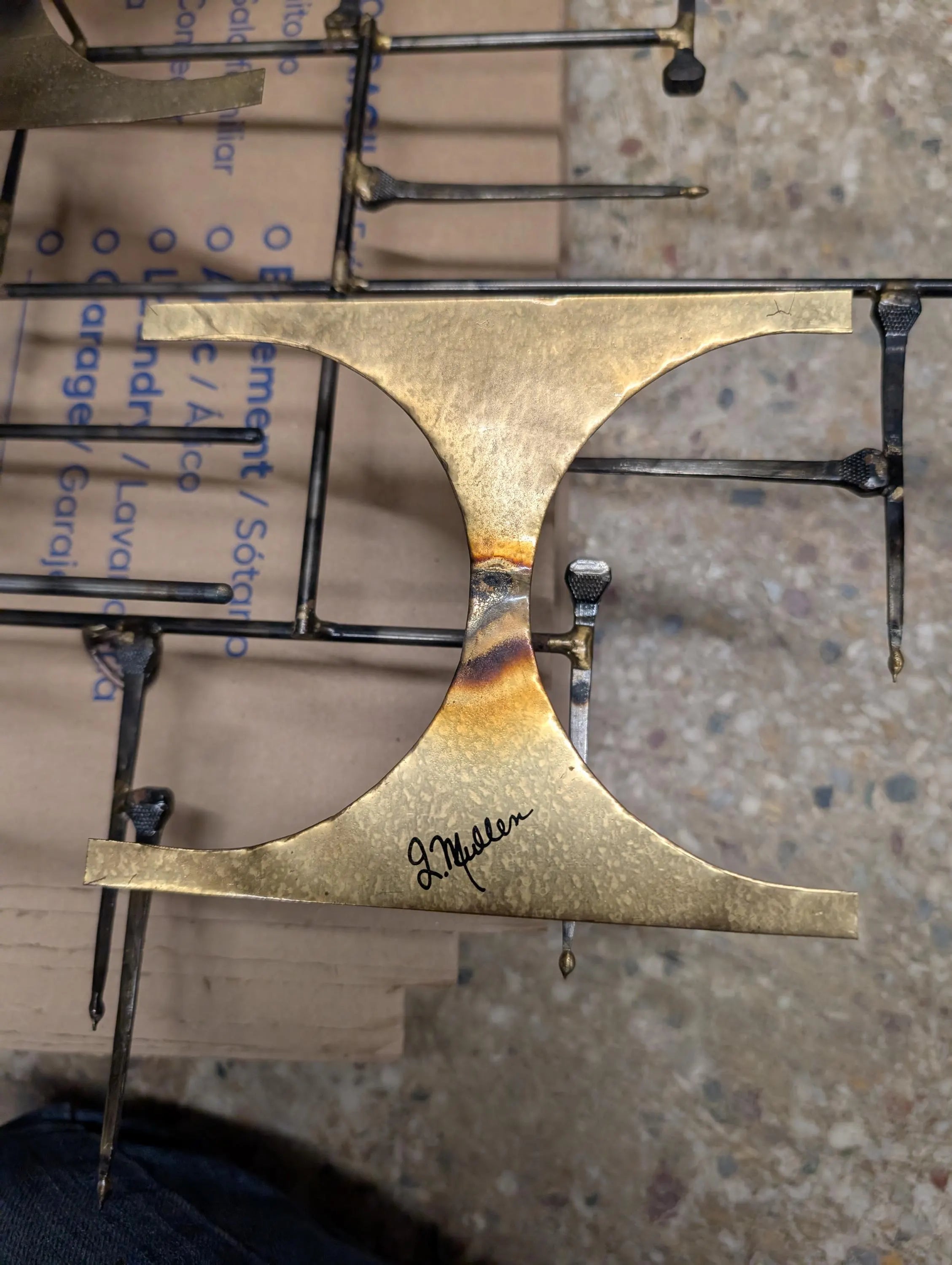 Mid Century Modern Brass and Iron Brutalist Wall Decor