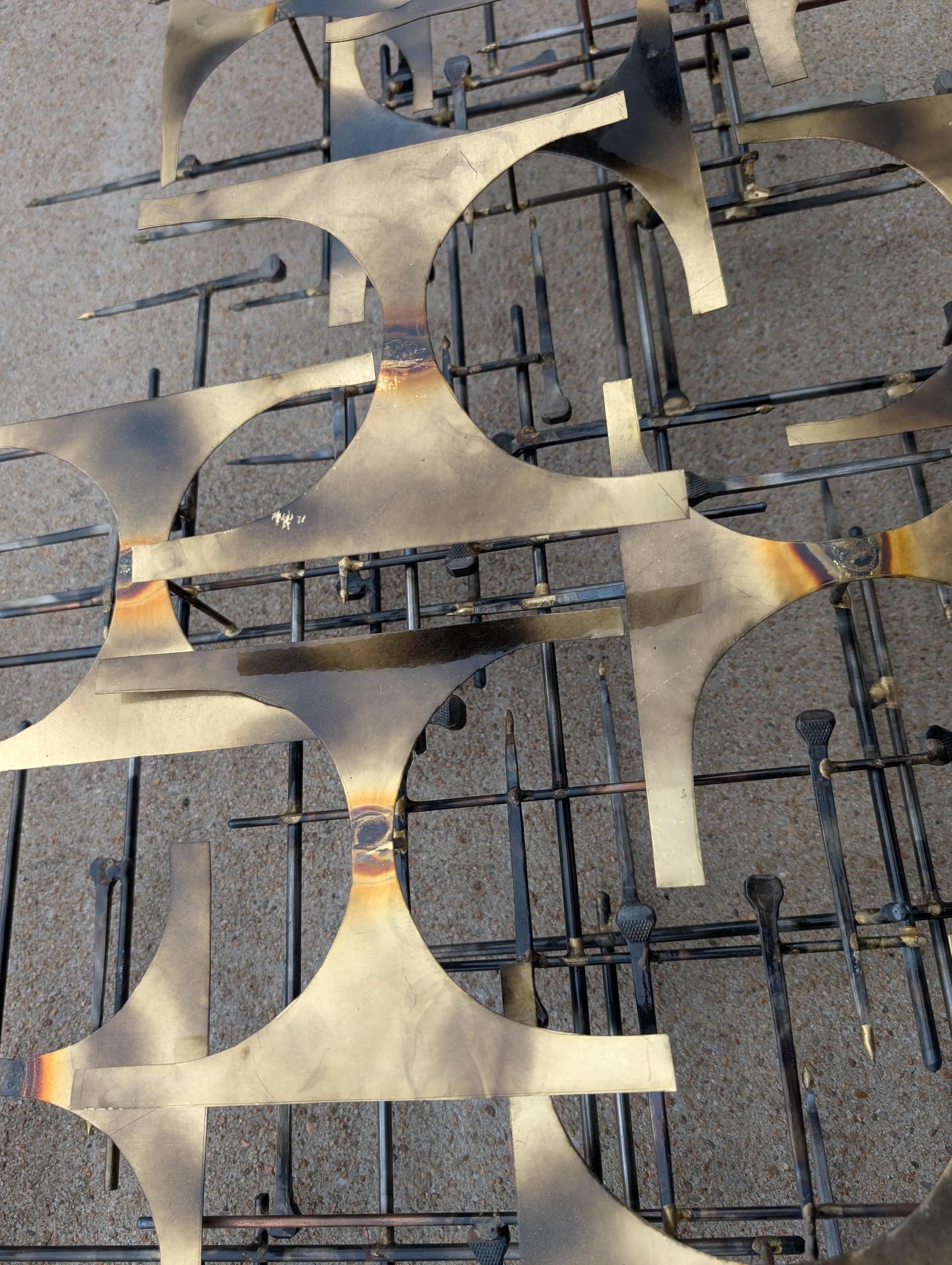 Mid Century Modern Brass and Iron Brutalist Wall Decor