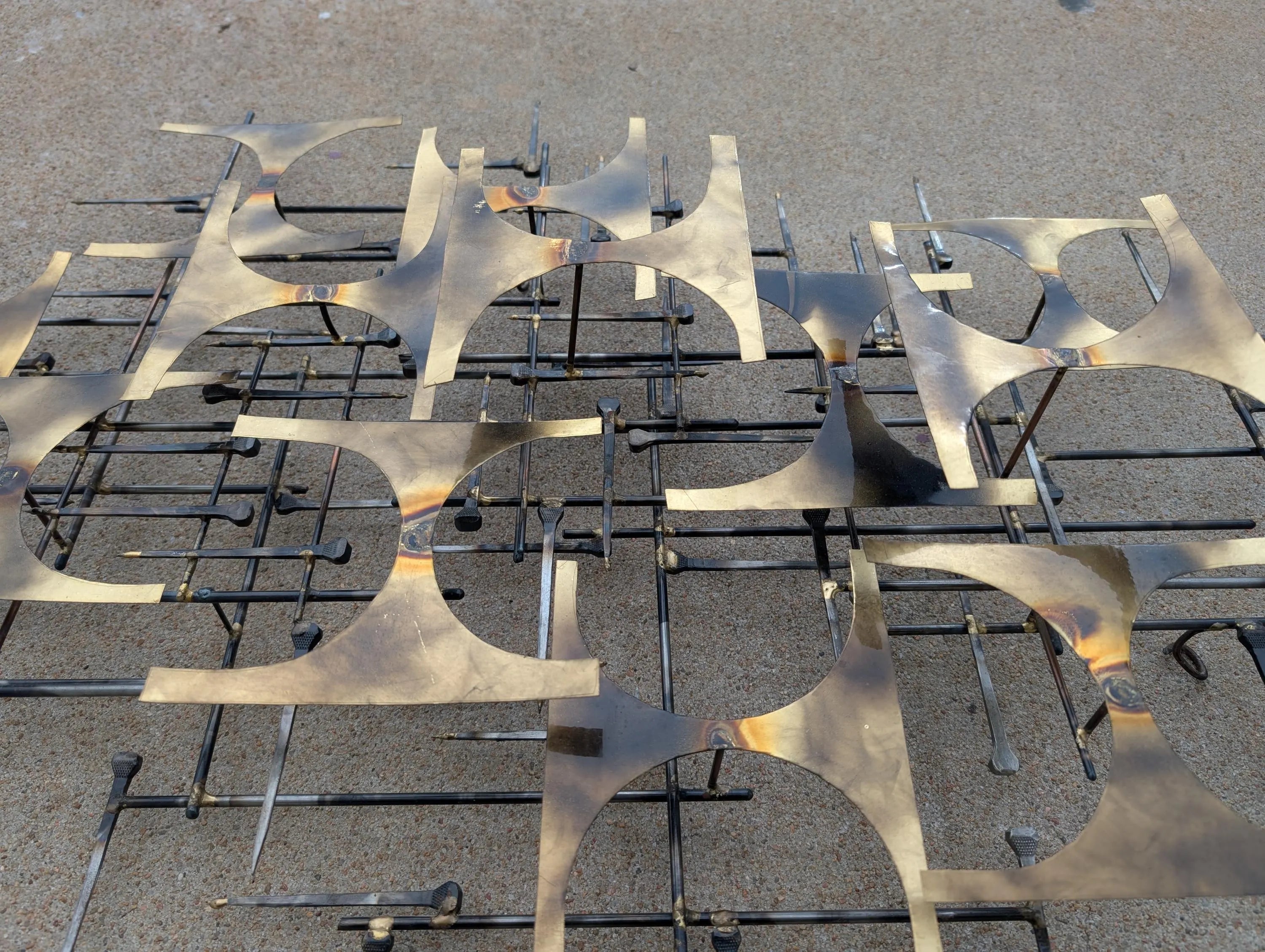 Mid Century Modern Brass and Iron Brutalist Wall Decor
