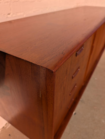 Mid Century English Modern Dalescraft Teak Tambour Door Credenza