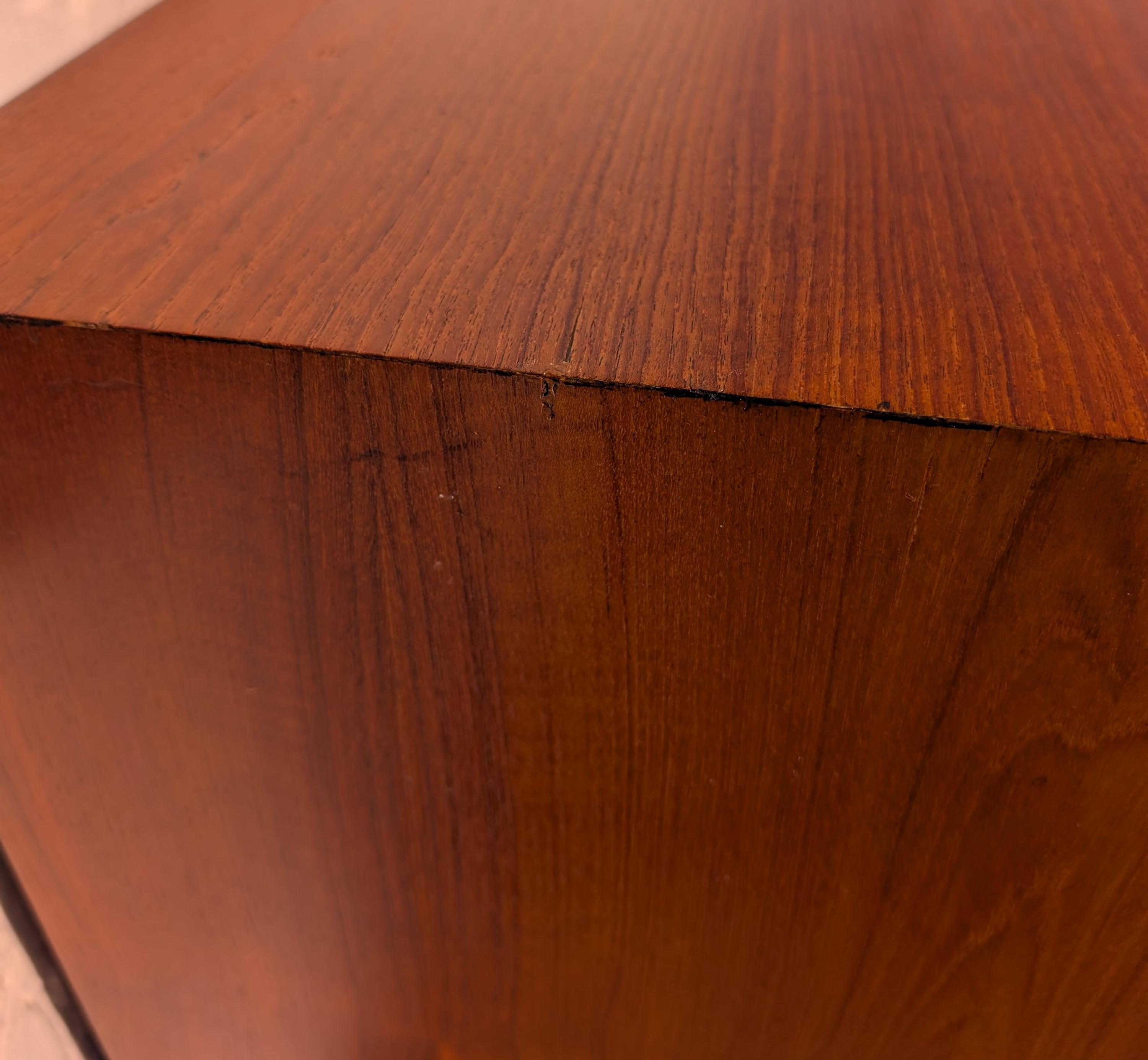 Mid Century English Modern Dalescraft Teak Tambour Door Credenza