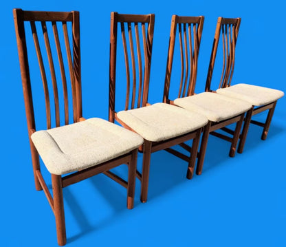 Mid Century Modern Danish D Scan Teak Dining Chairs Set of 4