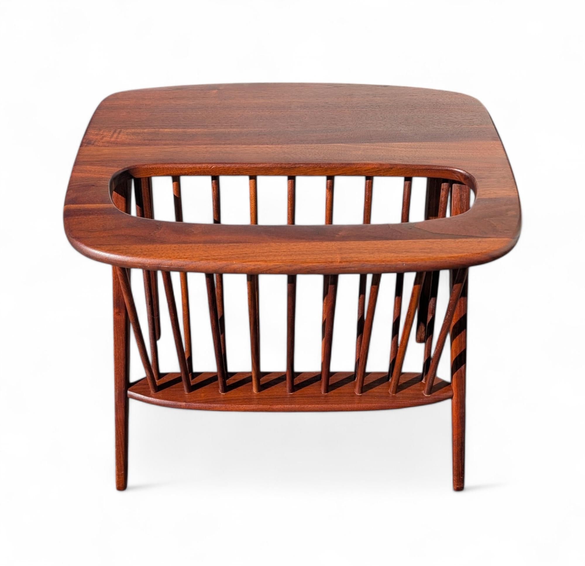 Mid Century Modern Arthur Umanoff Solid Walnut Magazine Rack