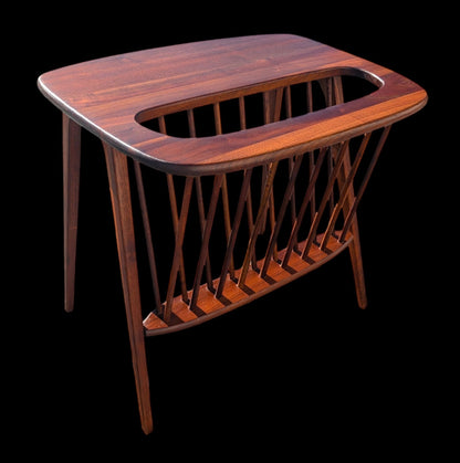 Mid Century Modern Arthur Umanoff Solid Walnut Magazine Rack