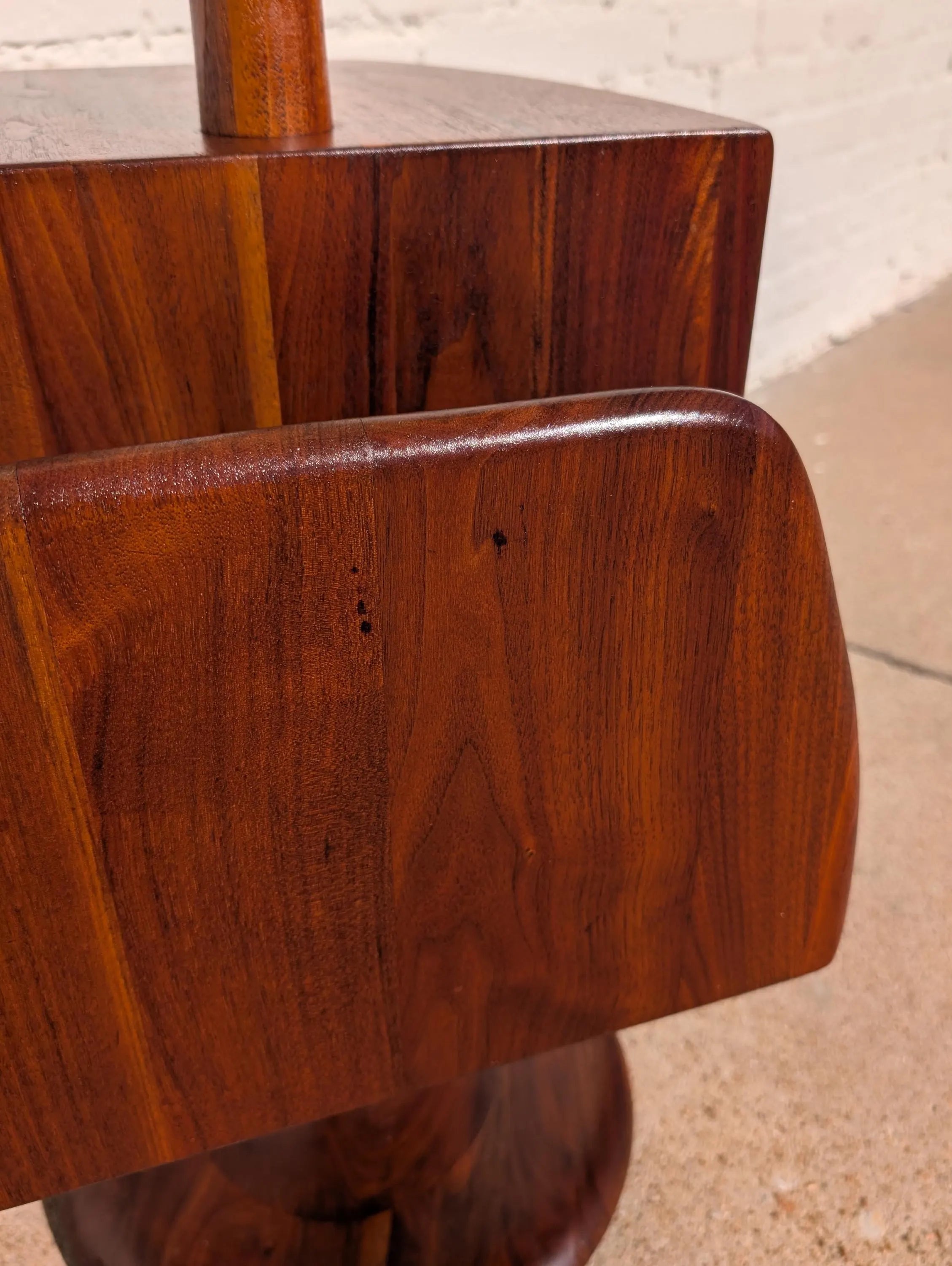 Mid Century Modern Solid Walnut Floor Lamp with Magazine Rack