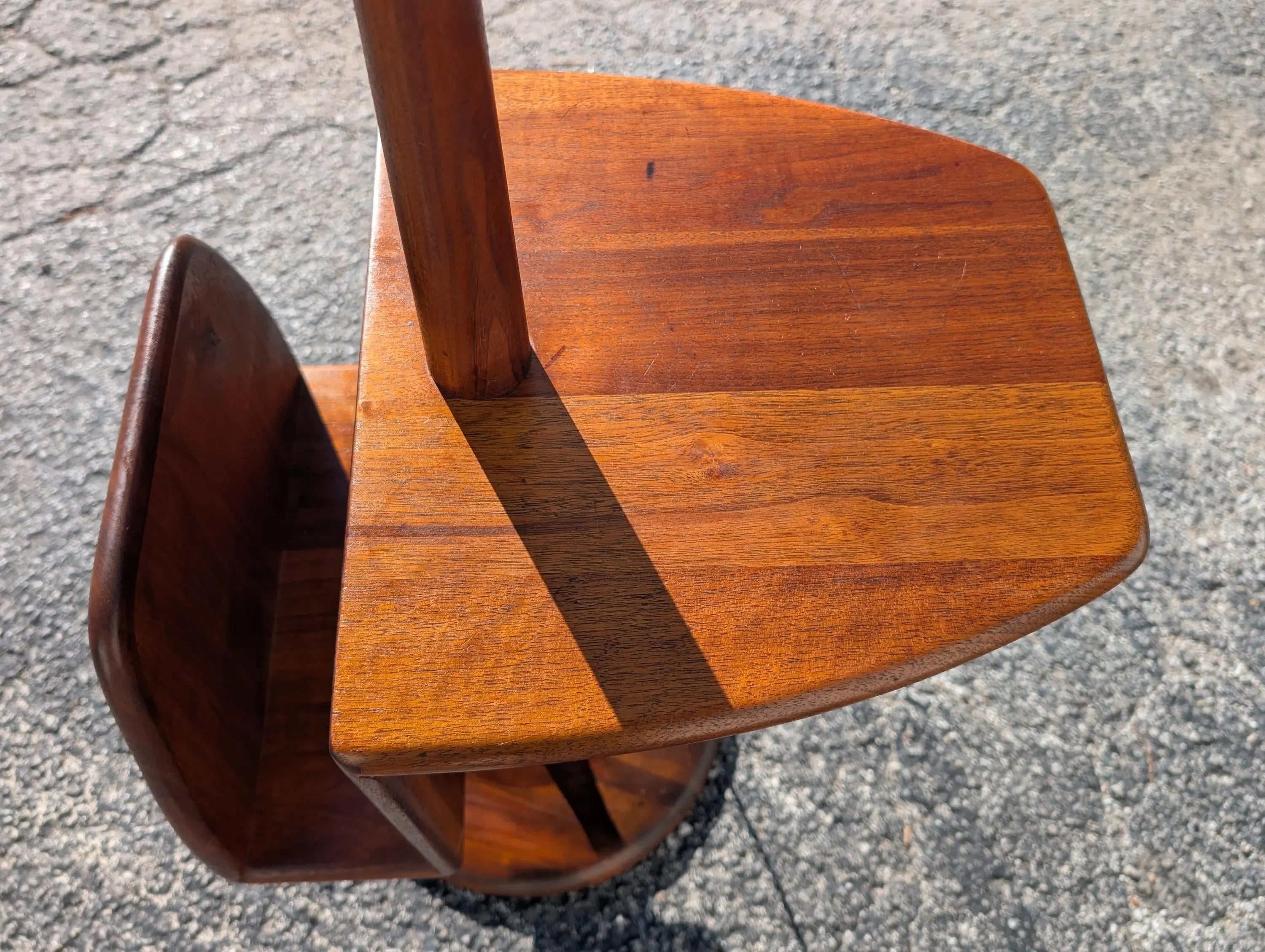 Mid Century Modern Solid Walnut Floor Lamp with Magazine Rack