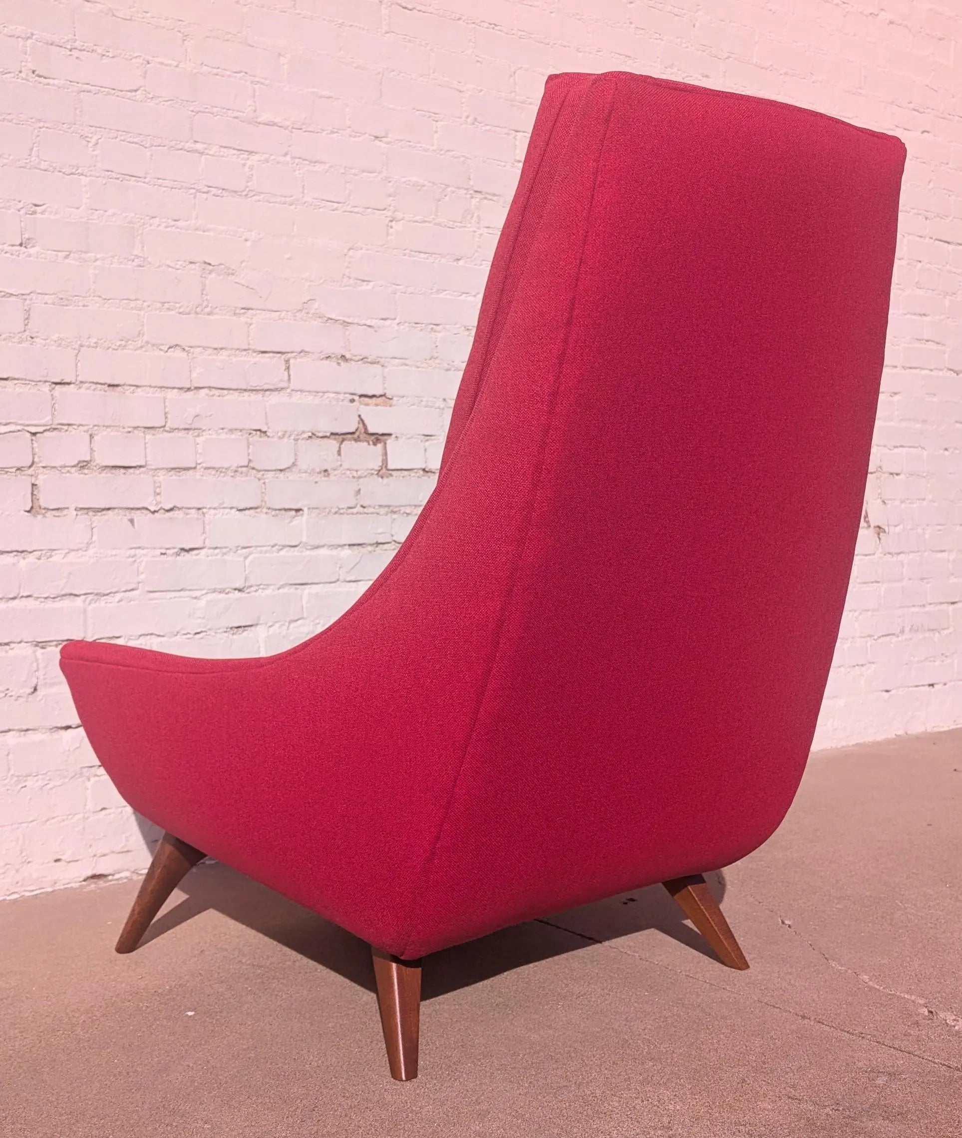 Mid Century Modern High Back Lounge Chair in Red