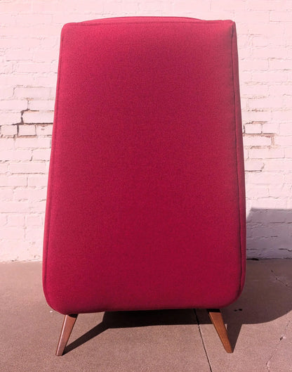 Mid Century Modern High Back Lounge Chair in Red