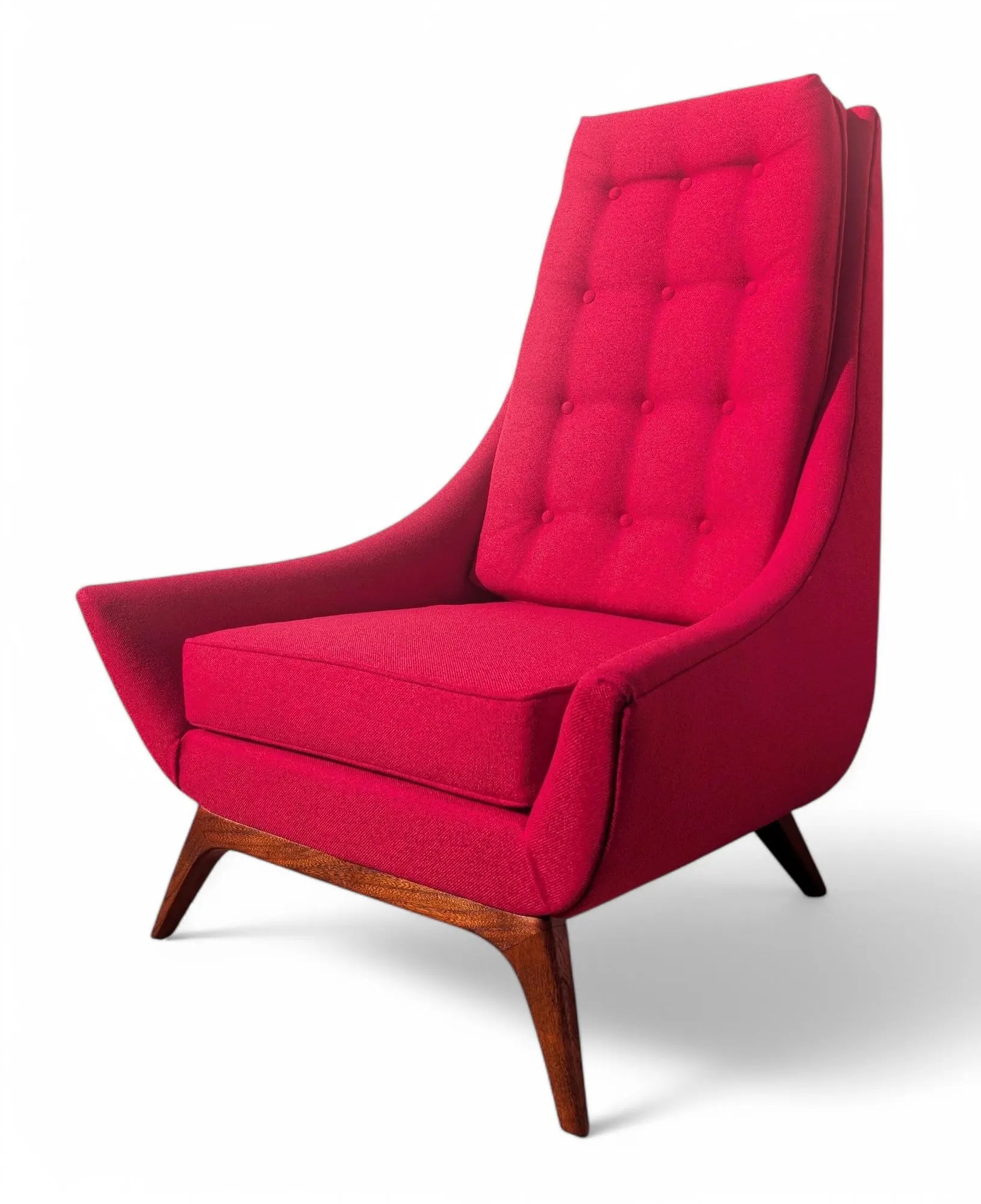 Mid Century Modern High Back Lounge Chair in Red