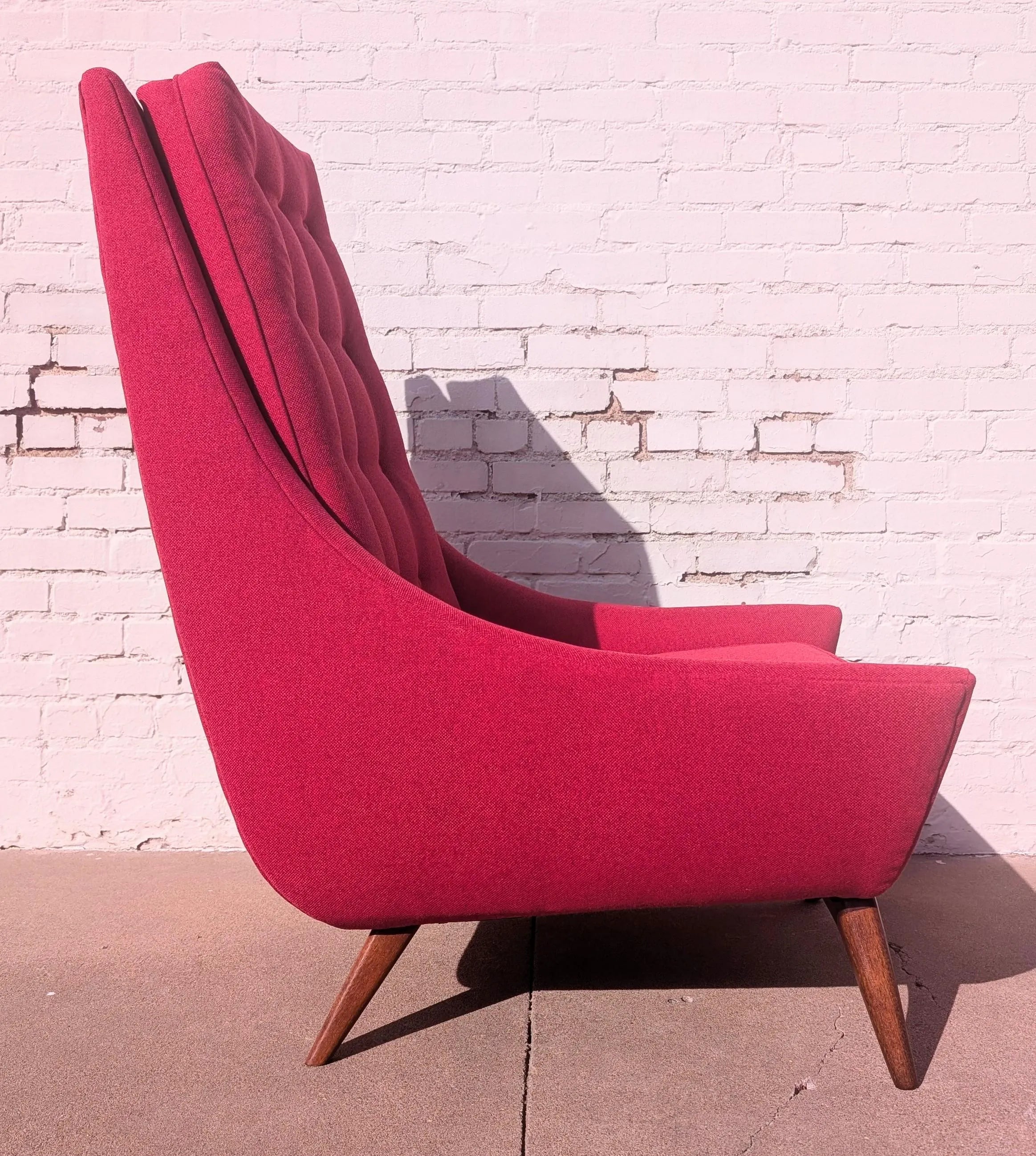Mid Century Modern High Back Lounge Chair in Red