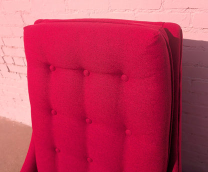 Mid Century Modern High Back Lounge Chair in Red