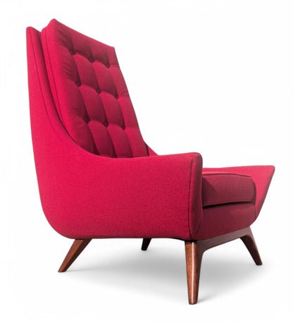 Mid Century Modern High Back Lounge Chair in Red