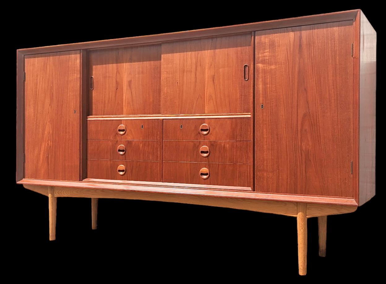 Mid Century Danish Modern Teak Highboard Cabinet
