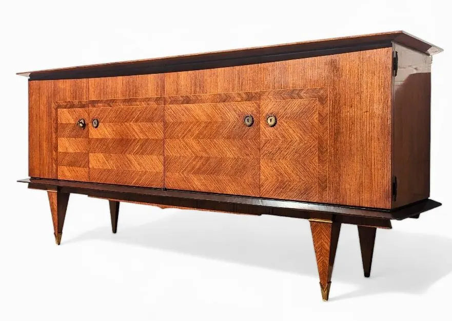 Mid Century French Modern Herringbone Credenza
