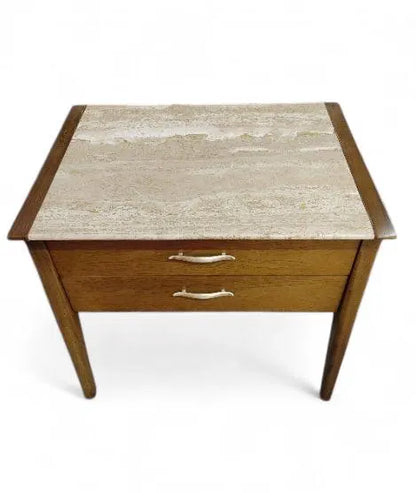 Mid Century Modern Drexel Profile Marble Top Cabinet